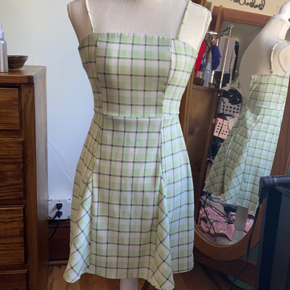 plaid print dress